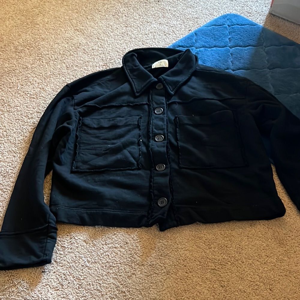 NWOT Anthropologie t.la black sweatshirt cardigan small